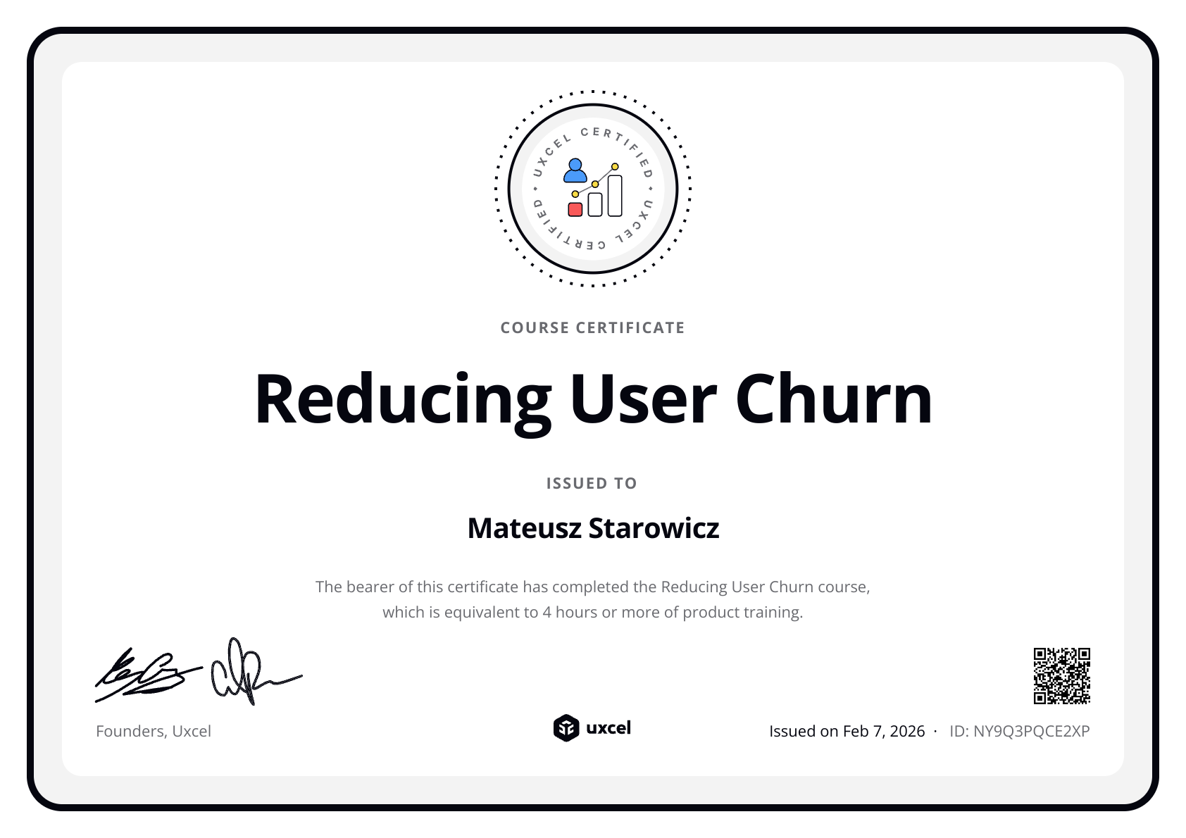 Mateusz Starowicz's certificate